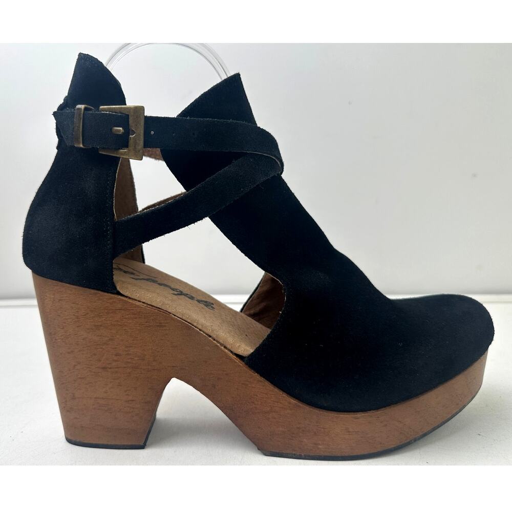 Free People Black Suede Cedar Platform Wood Clogs Women's Sz 39 - Picture 2 of 10